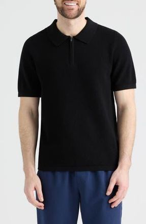 Hunter Saltwell Half Zip Polo Sweater in Black at Nordstrom Rack, Size X-Large
