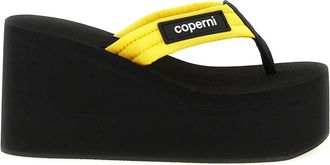 Coperni Yellow Logo Wedge Sandals