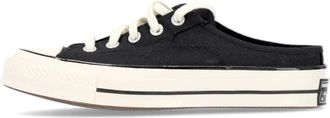 Converse Zwarte Canvas Lace-Up Mule Schoenen - Dames - Slip ons - Zwart - 39 1/2 EU - Schoenen