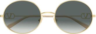 Valentino Sunglasses, female, Yellow, Size: 56 MM VLogo Signature Round Sunglasses