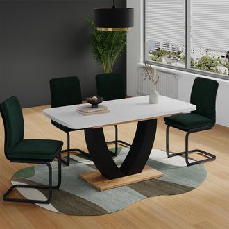 Vicco Mesa De Comedor Fenaro, Roble Blanco/dorado, 120 X 80 Cm Extensible, Vicco