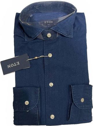 Eton Mens Slim-Fit Dress Shirt In Indigo