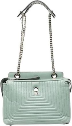 Fendi Pre-owned Shoulder Bags, female, Green, Size: ONE SIZE Pre-owned Leather Shoulder Bag
