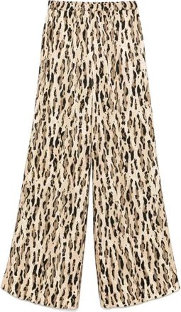 The Nina Studio Beige Broek met Elastische Tailleband en Zakken - Dames - Wijde Broeken - Beige - XS - Broeken
