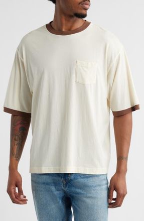 Elwood Trophy Ringers Oversize Organic Cotton Pocket T-Shirt in Field White at Nordstrom, Size X-Large