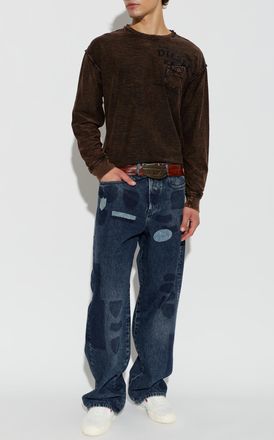 Diesel T-shirt T-ARDY-LS, Mens, Brown