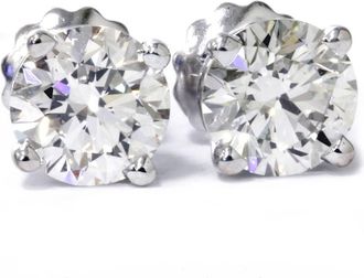 Pompeii3 Certified 3.26Ct Round Cut Screw Back Diamond Studs 14k White Gold