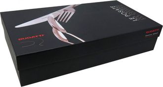 Bugatti Dorico Ghiera Argento Anticato, Posate Set 44 Pz, Scatola Gallery, Casa Bugatti - Colore: Rosso