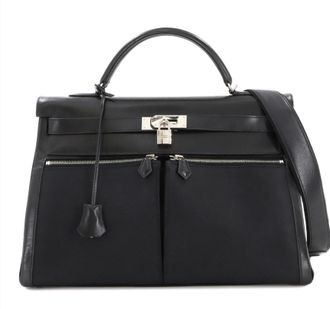Herm&egrave;s Herm&egrave;s Black Kelly Lakis 40 With Silver Hardware Size 40