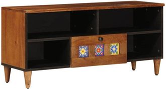 vidaXL Mueble De Tv Nogal 100 X 33 X 46 Cm Madera De Mango Maciza Vidaxl