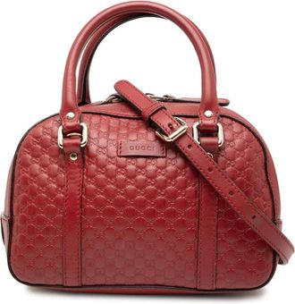 Gucci Pre-owned Handbags, female, Red, Size: ONE SIZE Pre-owned Top Handle Leather Satchel