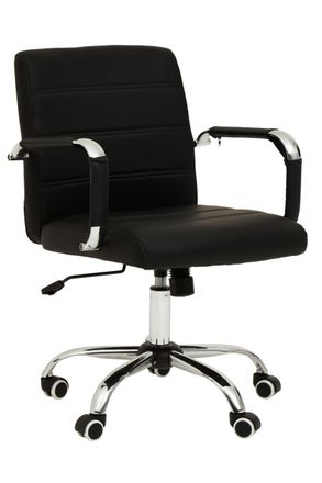 Premier Housewares Brent Black Leather Effect And Chrome Home Office Chair