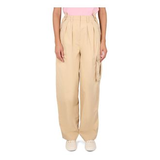 Kenzo Wide Trousers, female, Beige, Size: S Brace Cargo Pants