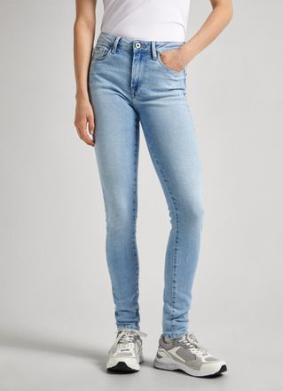 Pepe Jeans London Skinny-fit-Jeans PEPE JEANS, Damen, Gr. 25, L&auml;nge 32, blau (lt used), Denim/Jeans, Obermaterial: 90% Baumwolle, 8% Polyester, 2% Elasthan, skinny fit 