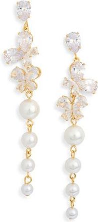 Eye Candy Los Angeles Josephine CZ Butterfly Linear Drop Earrings in Gold at Nordstrom Rack