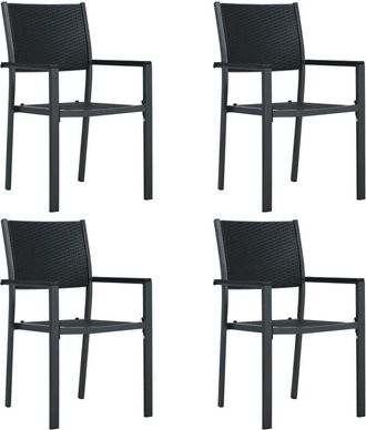 vidaXL Vidaxl - Garden Chairs 4 pcs Black Plastic Rattan Look