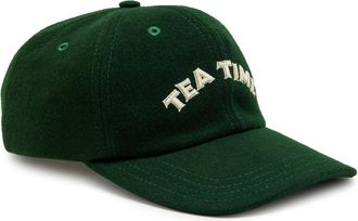 Drake's Drakes Tea Time Appliqu&eacute;d Merino Wool cap - Dark Green - One Size