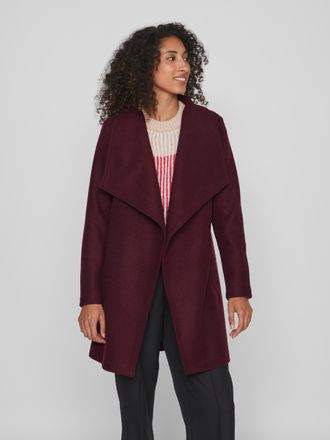 Vila Kurzmantel VILA VICOOLEY COLLAR BELT COAT - NOOS, Damen, Gr. 38, rot (winetasting), Web, Obermaterial: 100% Polyester, unifarben, regular fit kniefrei