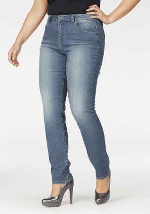 Arizona Slim-fit-Jeans ARIZONA Curve-Collection, Damen, Gr. 54, N-Gr, blau (blau used), Jeans, Obermaterial: 99% Baumwolle, 1% Elasthan, Basic, schmal lang, J
