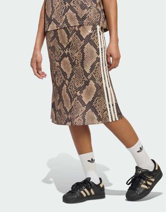 adidas Originals Gonna in raso con stampa pitonata colore lino/beige magico-Neutro