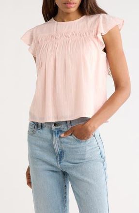 Melrose and Market Short Sleeve Dobby Woven Top in Pink- Ivory at Nordstrom Rack, Size Xx-Large