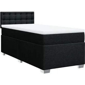 vidaXL Cama Box Spring Con Colch&oacute;n Tela Negro 100x200 Cm Vidaxl