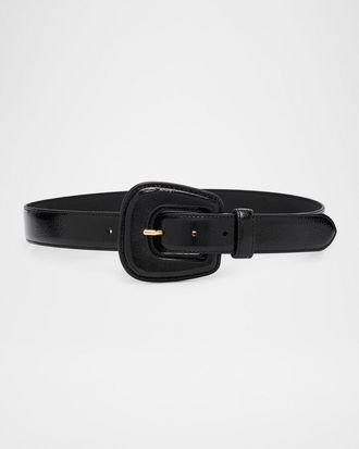 Veronica Beard Elsy Leather-Buckle Belt