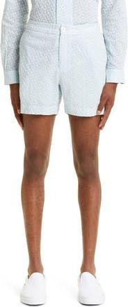 SMR Days Mens Pines Textured Flat Front Shorts in Light Blue/Ivory at Nordstrom Rack, Size X-Large