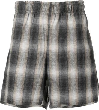 Blue Sky Inn Casual Shorts, male, Gray, S, Check Pattern Elastic Waistband Shorts