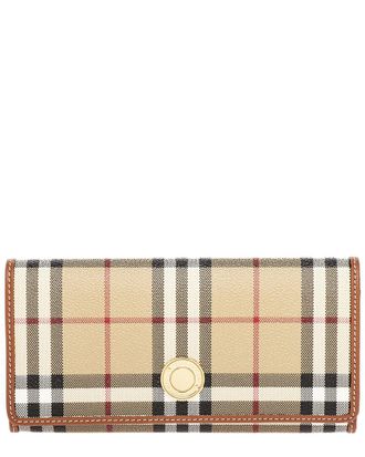 Burberry Check E-Canvas & Leather Continental Wallet