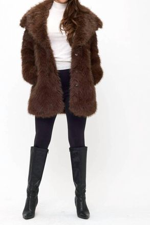 Coalition LA Luxe Cloud Oversized Faux Fur Coat In Coffee