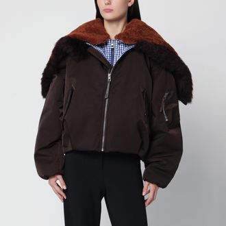 Loewe Brown bomber jacket in technical fabric