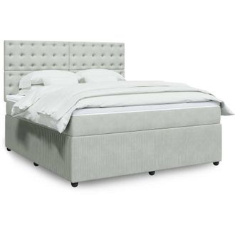 vidaXL Vidaxl - Cama Box Spring Con Colch&oacute;n Terciopelo Gris Claro 180x200 Cm