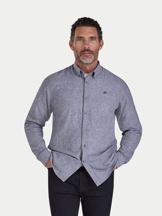 Raging Bull Long Sleeve Linen Blend Shirt in Charcoal at Nordstrom, Size Xxx-Large