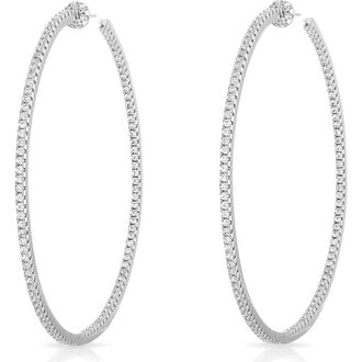 BEN ONI Thin Pave Inside Out. Hoop Earrings in Silver at Nordstrom