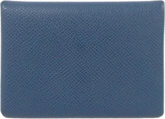Herm&egrave;s Blue Epsom Leather Coin Purse/Coin Case (Pre-Owned)