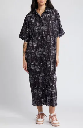 Dressed in Lala Astronaut Plissé Shirt Dress at Nordstrom, Size Xx-Large