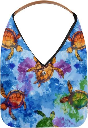 Generic Tie Dye Turtle Pattern Reusable Lightweight Grocery Bags - Foldable Into Compact Pouch, Washable & Sturdy, Multipurpose for Shopping and Travel