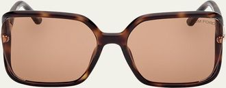 Tom Ford Cut-Out Injected Plastic Rectangle Sunglasses