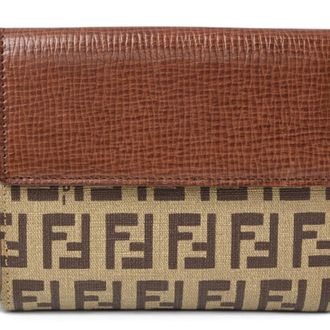 Fendi Beige Brown Brown Pvc Leather Wallet (Bi-Fold) (Pre-Owned)