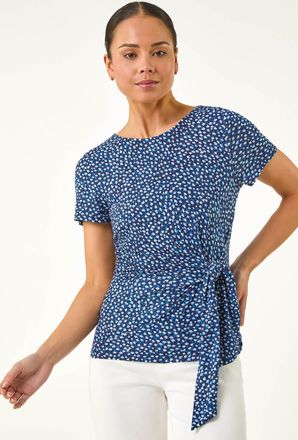 Roman Spot Print Tie Side Top