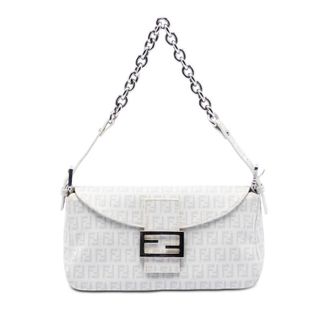 Fendi Pre-owned Fendi Zucchino Spalmati Double Flap Chain Shoulder Bag 2258 8BR003 YG1 088