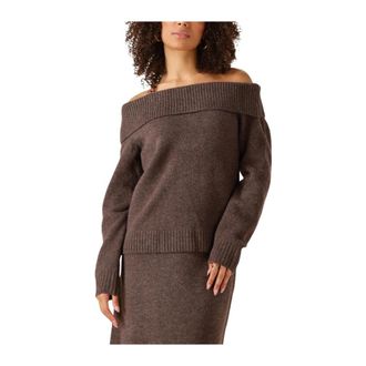 Notre-V Bruine Gebreide Trui voor Herfst/Winter - Dames - Ronde hals truien - Bruin - XL - Polyester - Truien & Vesten