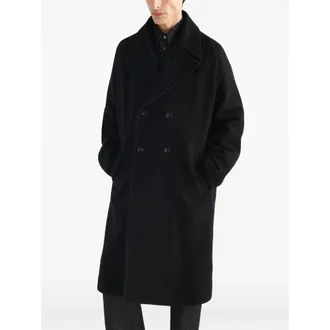Christophe Lemaire Double-breasted Coat In Felted Wool And Alpaca Blend