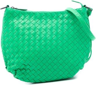 Bottega Veneta Pre-owned Cross Body Bags, female, Green, Size: ONE SIZE Pre-owned Woven Leather Crossbody Bag