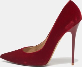 Jimmy Choo London Red Velvet Anouk Pointed Toe Pumps