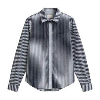 GANT Shirts, female, Blue, Size: M Banker Poplin Stripe Shirt
