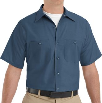Red Kap Mens Industrial Work Shirt, Regular Fit, Short Sleeve Utility Button, Dark Blue, 3XL Big