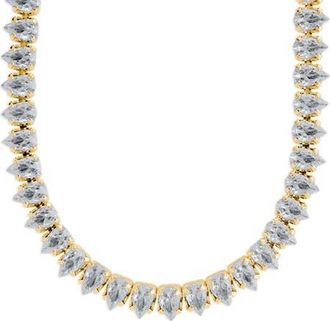 Sterling Forever Pear Cut Tennis Necklace in Gold at Nordstrom