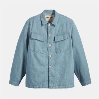 Levi's Mens Levis Solid Patterned Shirt Collar Chest Pocket Jacket in Blue Indigo Rns - Size X-Small